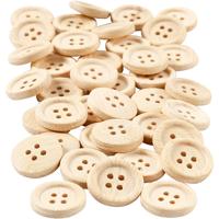 Creativ Company Houten knopen, d 18 mm, 4 gaten, 40 stuk/ 1 doos