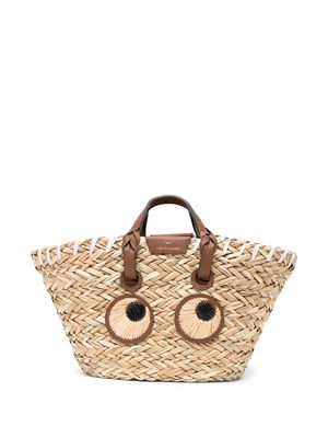 Anya Hindmarch sac à main Eyes en paille - Marron