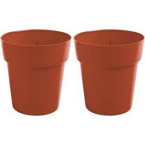 2x Terracotta ronde plantenpot/bloempot Melisa 20 cm kunststof