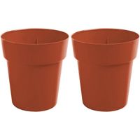 2x Terracotta ronde plantenpot/bloempot Melisa 20 cm kunststof - thumbnail