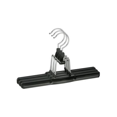 3x kunststof broekhangers - kledinghangers - 26 cm - zwart - kunststof - kleerhangers