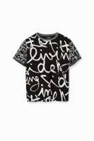 T-shirt met contrasterende tekst - BLACK - M