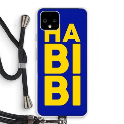 Habibi Blue: Pixel 4 Transparant Hoesje met koord