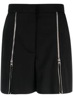 Alexander McQueen short en laine à détails de zips - Noir - thumbnail