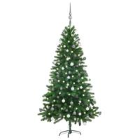 VidaXL Kunstkerstboom met verlichting en kerstballen 150 cm groen