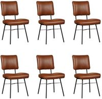 Set van 6 Cognac leren industriële design eetkamerstoelen Solid - Granada leer Savannah (cognac leer)