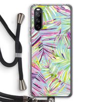Tropical Palms Blue: Sony Sony Xperia 10 III Transparant Hoesje met koord