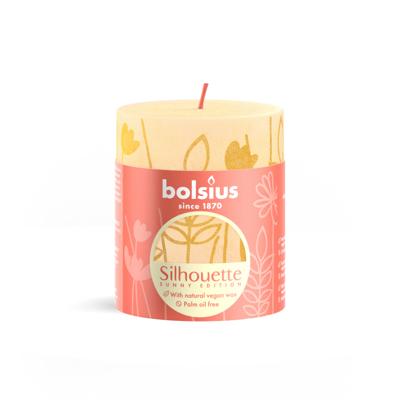 Bolsius silhouette stompkaars botergeel met print 8x6,8 cm