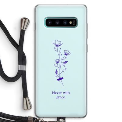 Bloom with grace: Samsung Galaxy S10 Plus Transparant Hoesje met koord