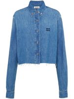 Miu Miu chemise en jean à logo brodé - Bleu