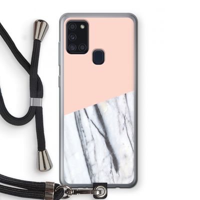 A touch of peach: Samsung Galaxy A21s Transparant Hoesje met koord