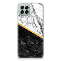 Samsung Galaxy M33 TPU Siliconen Hoesje Marmer Wit Zwart - Origineel Cadeau Man