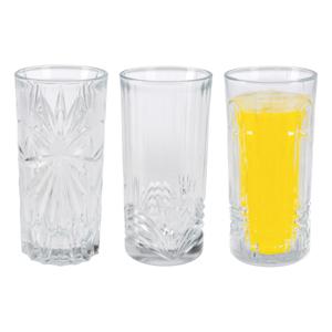 Drinkglazen Palm Springs - 3x - helder transparant - glas - 380 ml - met glas decoraties