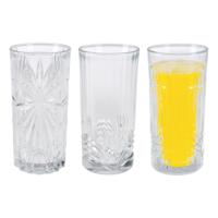 Drinkglazen Palm Springs - 3x - helder transparant - glas - 380 ml - met glas decoraties - thumbnail