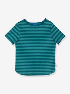 Gestreept T-shirt voor meisjes MAALARI FINKID, UV-bescherming oceaanblauw