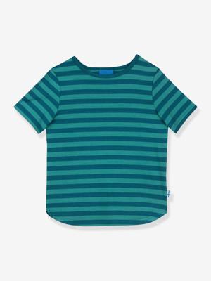 Gestreept T-shirt voor meisjes MAALARI FINKID, UV-bescherming oceaanblauw