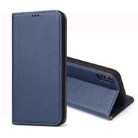 Dermis textuur PU horizontale Flip lederen case voor iPhone XS Max met houder & kaartsleuven & portemonnee (blauw)
