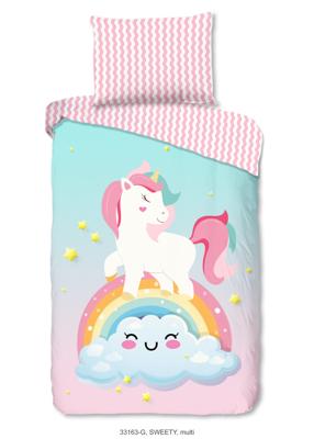 Good Morning Kinderdekbedovertrek "eenhoorn & regenboog" - Multi - (140x200 cm) - Katoen Good Morning Kinderdekbedovertrek "eenhoorn & regenboog" - Multi - (140x200 cm) - Katoen