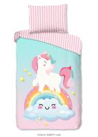 Good Morning Kinderdekbedovertrek "eenhoorn & regenboog" - Multi - (140x200 cm) - Katoen