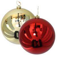 Grote decoratie kerstballen - 2x st - goud en rood - D15 cm - kunststof - kerstversiering - thumbnail