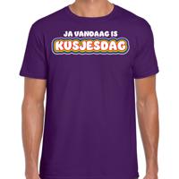 Gay Pride T-shirt voor heren - paars - kusjesdag - regenboog - LHBTI