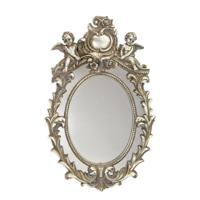 A RESIN SILVER MIRROR FLANKED BY TWO PUTTI