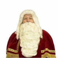 Luxe Sinterklaas pruik en baard set - wit haar - heren - met losse snor - thumbnail
