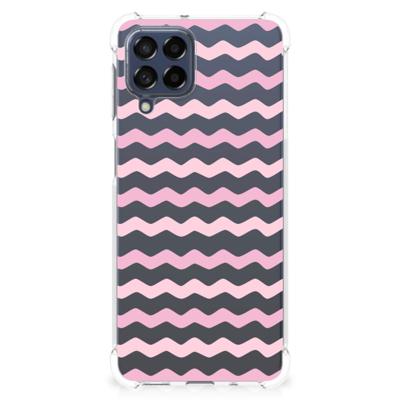Samsung Galaxy M53 Doorzichtige Silicone Hoesje Waves Roze Samsung Galaxy M53 Doorzichtige Silicone Hoesje Waves Roze