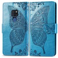 Butterfly Love bloemen reliëf horizontale Flip lederen draagtas voor Huawei mate 20 met houder & kaartsleuven & portemonnee & Lanyard (blauw)