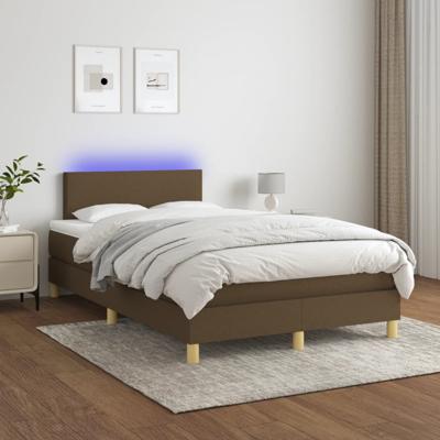 Boxspring met matras en LED stof donkerbruin 120x200 cm