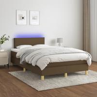 Boxspring met matras en LED stof donkerbruin 120x200 cm