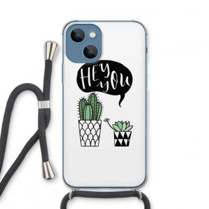 Hey you cactus: iPhone 13 mini Transparant Hoesje met koord