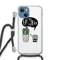 Hey you cactus: iPhone 13 mini Transparant Hoesje met koord