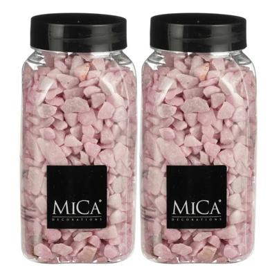 Mica Decorations decoratie steentjes - 2x - roze - 1 kilo - 650ml - hobby steentjes