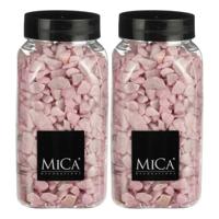 Mica Decorations decoratie steentjes - 2x - roze - 1 kilo - 650ml - hobby steentjes
