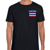 Thailand t-shirt met vlag zwart op borst voor heren - thumbnail