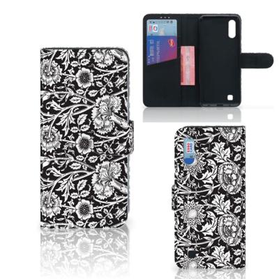 Samsung Galaxy M10 Hoesje Black Flowers Samsung Galaxy M10 Hoesje Black Flowers