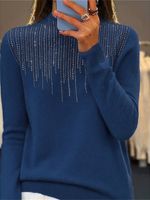 Wool/Knitting Crew Neck Loose Casual Sweater - thumbnail