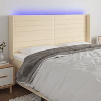 Hoofdbord LED 163x16x118/128 cm stof crèmekleurig