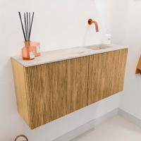 Toiletmeubel Mondiaz Joya Dlux | 90 cm | Meubelkleur Oak | Faye wastafel Nata Wasbak Rechts | Zonder kraangat(en)