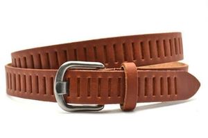 Timbelt Leren Gleufjes Riem 3 cm Cognac