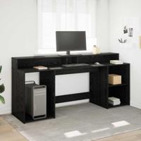 Bureau met lade Zwart eiken 200 x 55 x 91 cm Bewerkt hout