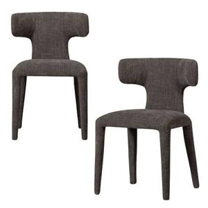 BePureHome Permit Eetkamerstoel - Polyester - Espresso - Set van 2