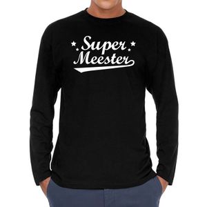 Super meester cadeau t-shirt long sleeves zwart heren 2XL  -