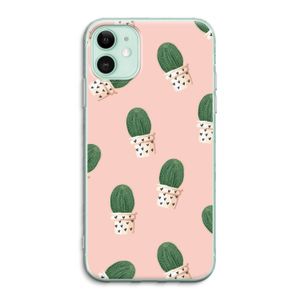 Cactusprint roze: iPhone 11 Transparant Hoesje
