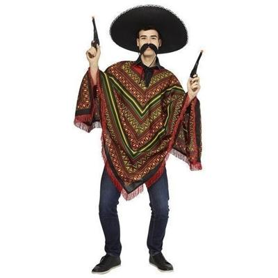 Faram Party - 4x stuks - verkleedkleding - Mexicaanse poncho - volwassenen - Carnaval - exclusief so