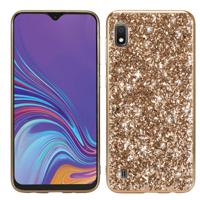 Glittery poeder schokbestendig TPU Case voor Galaxy A10 (goud)