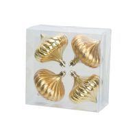 4x Gouden tol kerstballen 10 cm kunststof kerstversiering - thumbnail