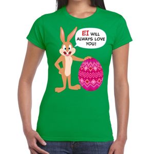 Paas t-shirt Ei will always love you groen voor dames