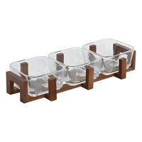 Snackdienblad Home ESPRIT Transparant Natuurlijk 300 ml 32 x 12 x 6 cm